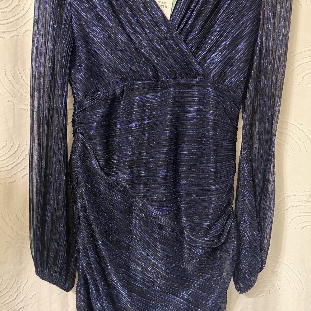 MSK Shimmering Navy Long Sleeve Dress